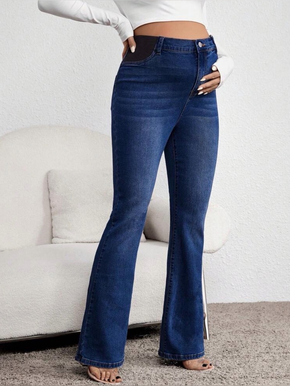 Maternity Dark Blue Flare Jeans